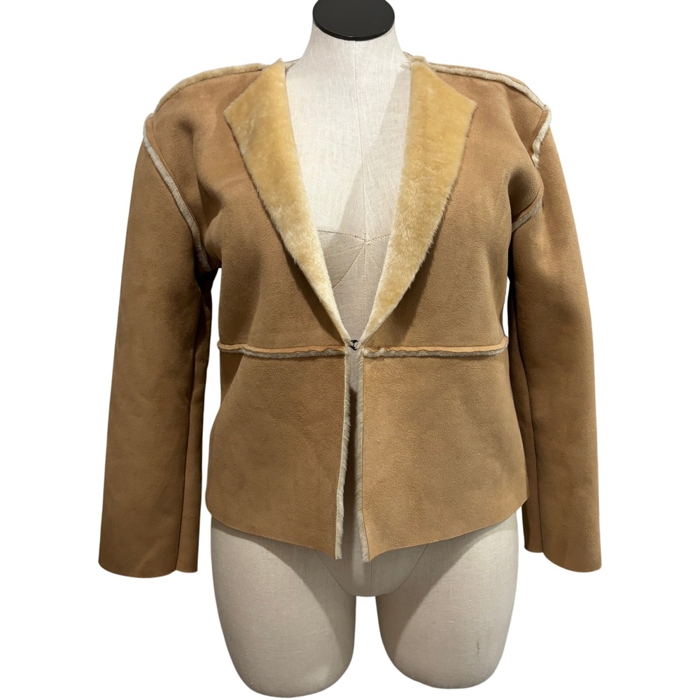 Axcess Liz Claiborne Faux Suede Fur Lined Collar‎ Jacket Women's Large